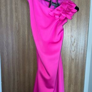 Hot Pink beautiful women’s dress with Shoulder design